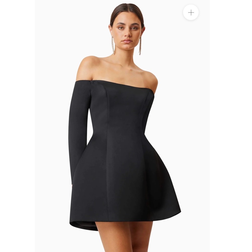 Elliatt Vida Black Off The Shoulder Mini Dress Long Sleeve EC108234 Small FLAW